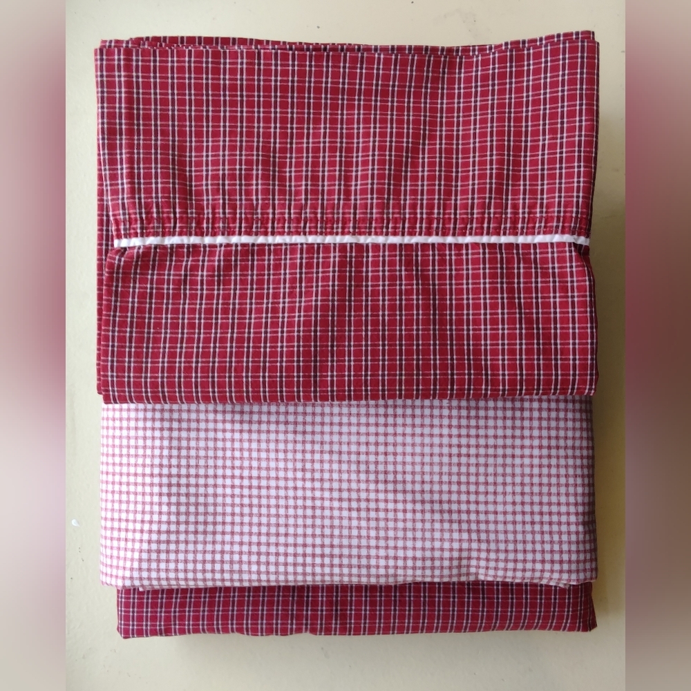 NAUTICA TATTERSALL & WAMSUTTA GINGHAM: MIX & MATCH RED CHECK SHEET SET - QUEEN